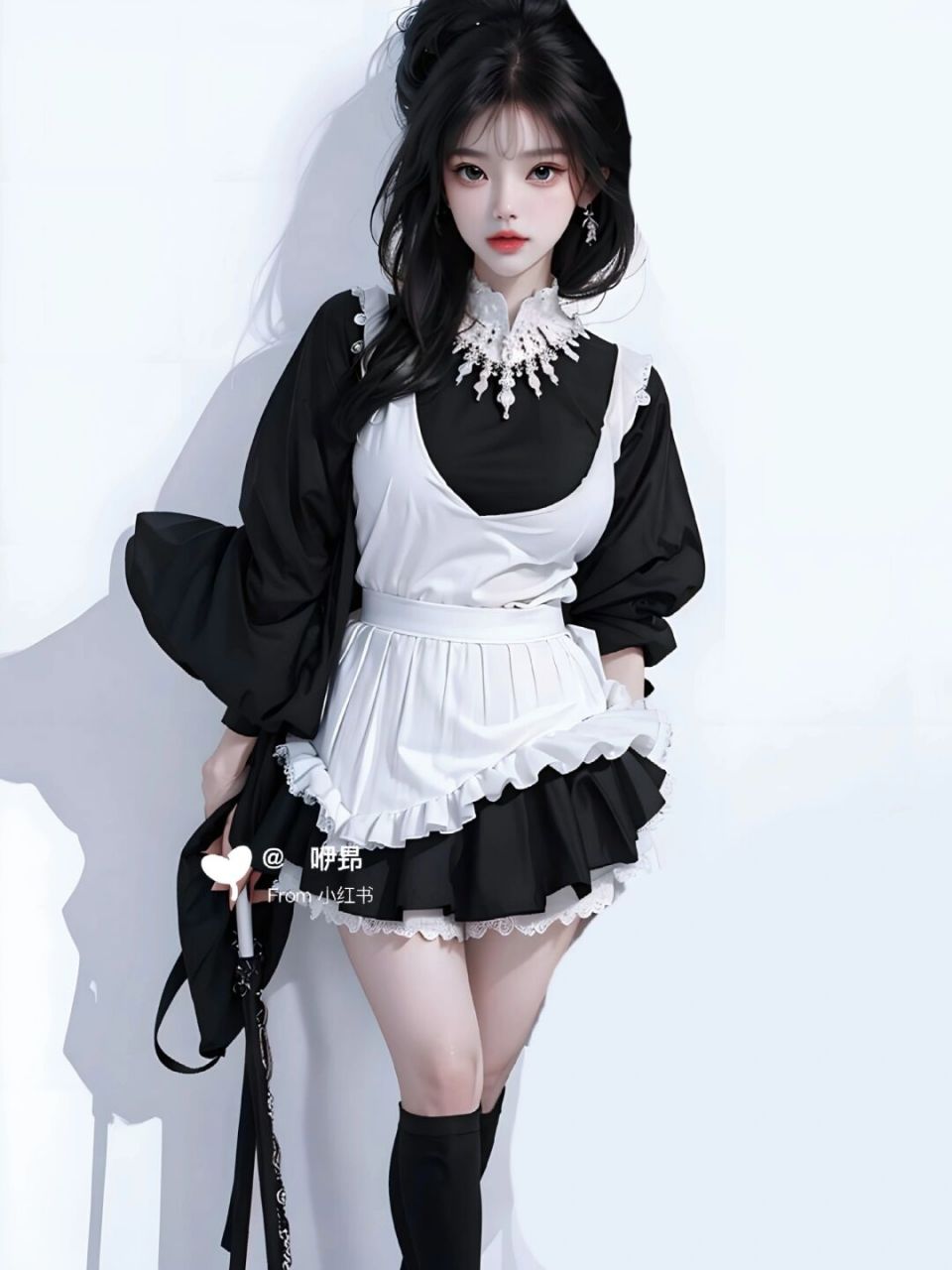 今天穿什么香# #气质穿搭# #女仆装# #黑白高级感# #160cm女生穿搭