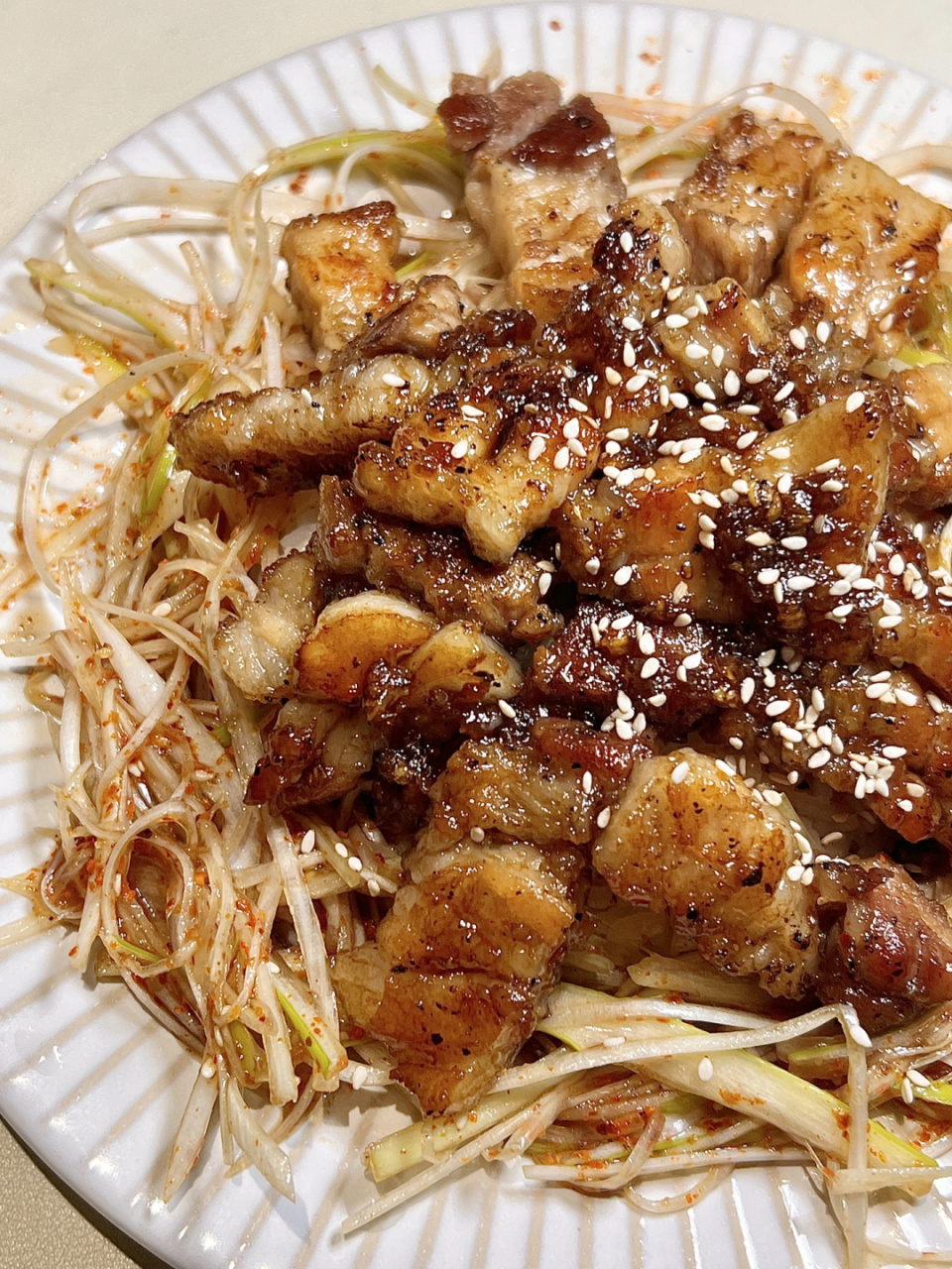 一人食|烤五花肉拌葱丝盖饭98yummy food 跟着在韩博主学做的超级