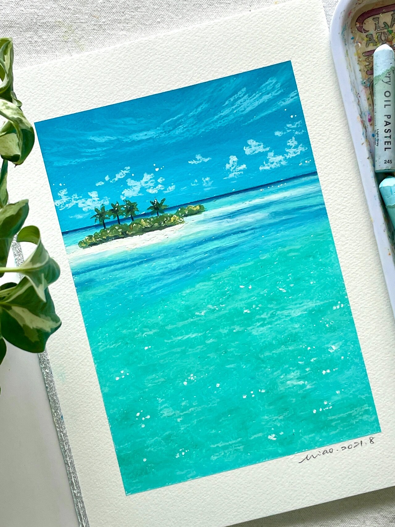 油画棒|小小海岛|附步骤|适合新手