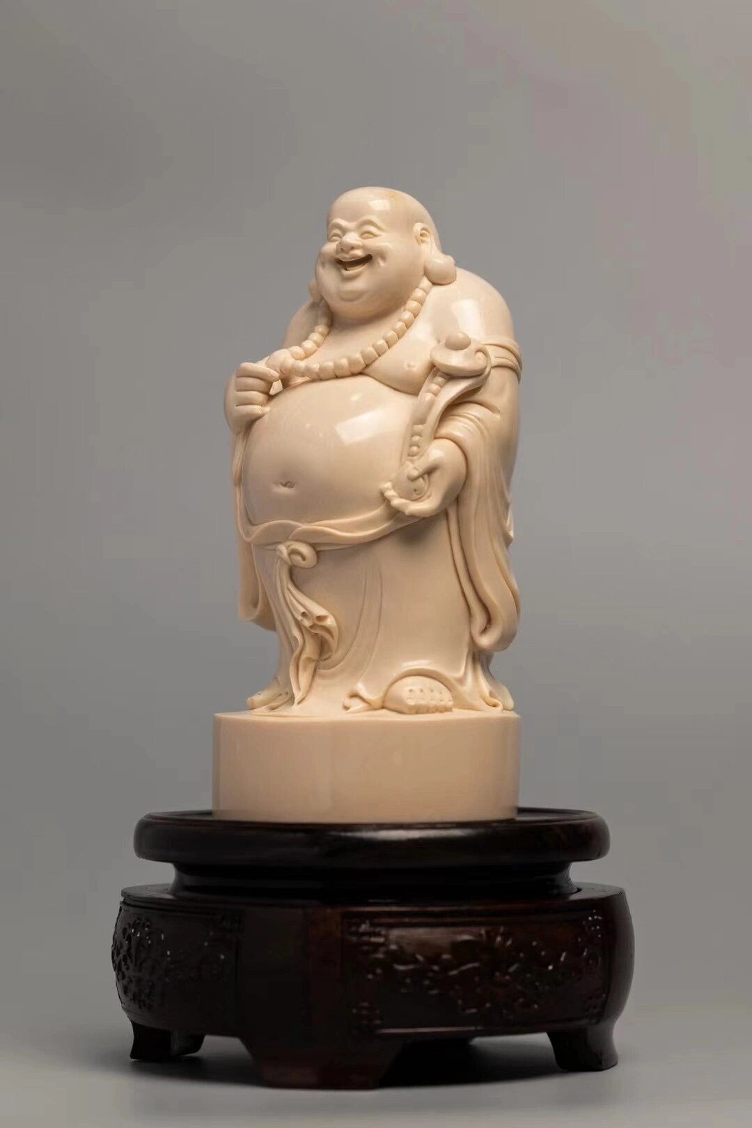猛犸象牙61大师纯手工雕刻【如意弥勒佛】摆件