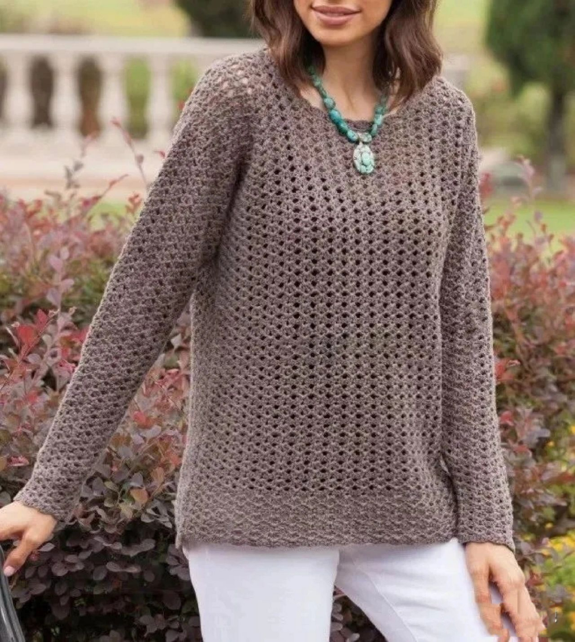 水草花套头衫,钩针图解,来源见水印 水草花套头衫,钩针图解,来源见