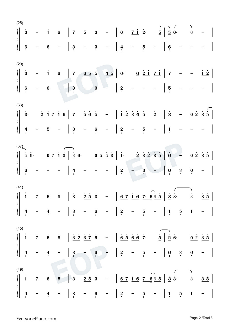 《无羁》钢琴简谱双手