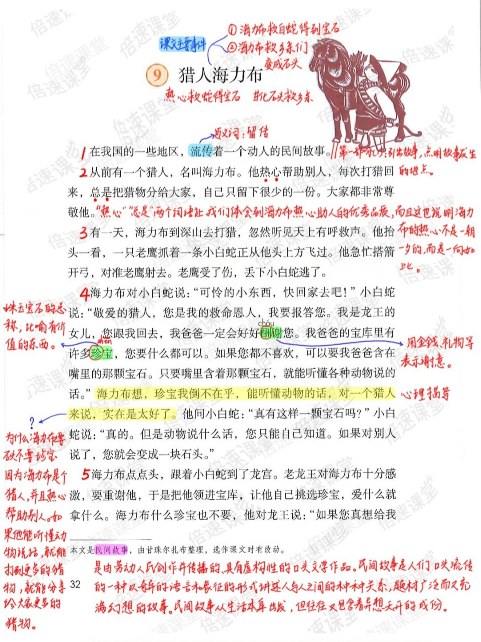 五年级上册|部编版语文第九课猎人海力布|预习笔记