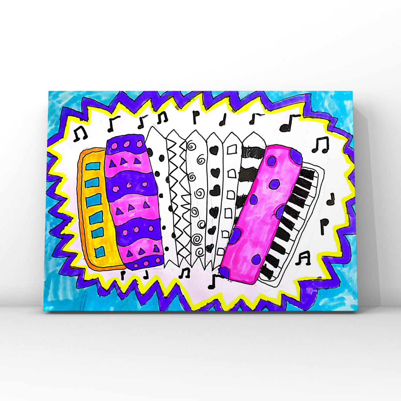 《美妙的手风琴》儿童画 创意美术 适合年龄::5～7岁