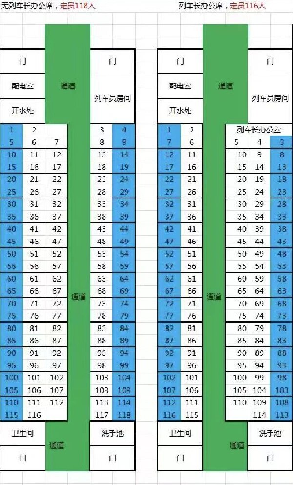 火车二等座位分布图图片