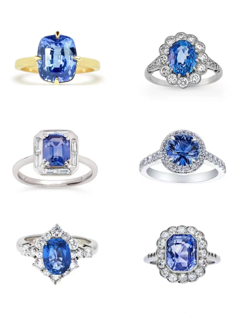 蓝宝石戒指款式欣赏 97高贵而优雅 低调也奢华 款式有欧美风 ins风