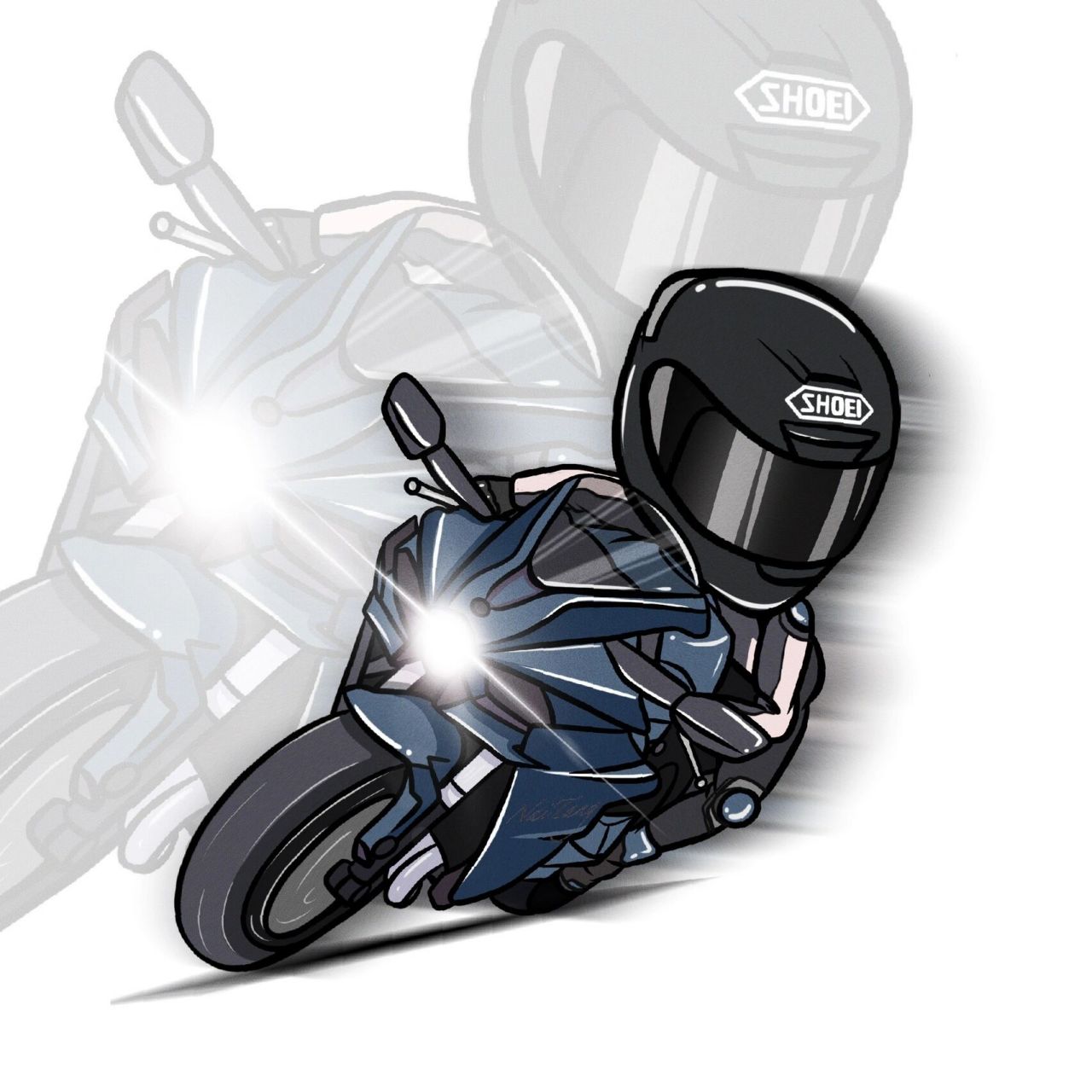 机车q版情侣头像～ 96工具:ipad 96软件:procreate 拿图9315