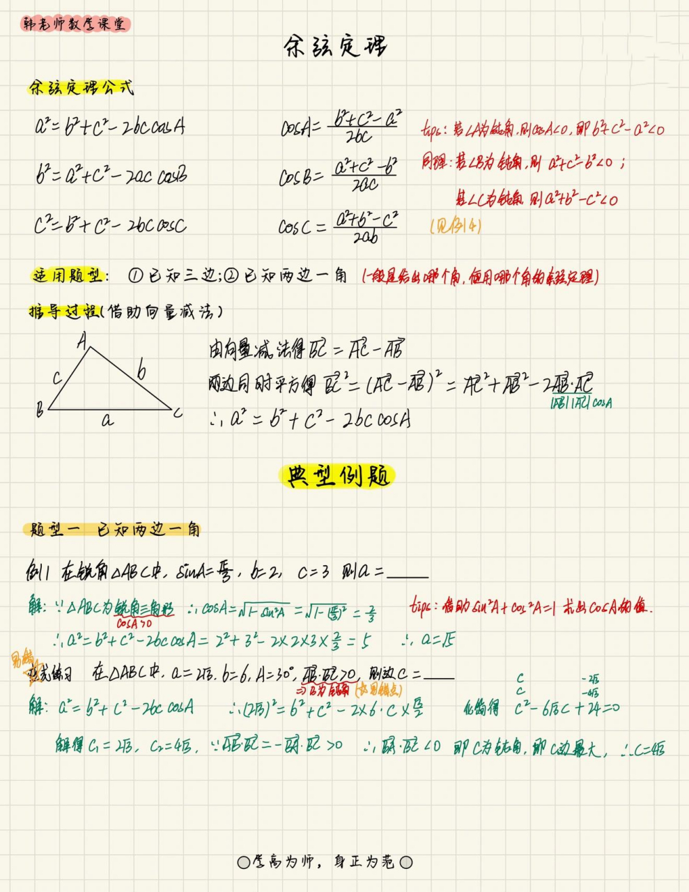 正余弦定理公式大全图片