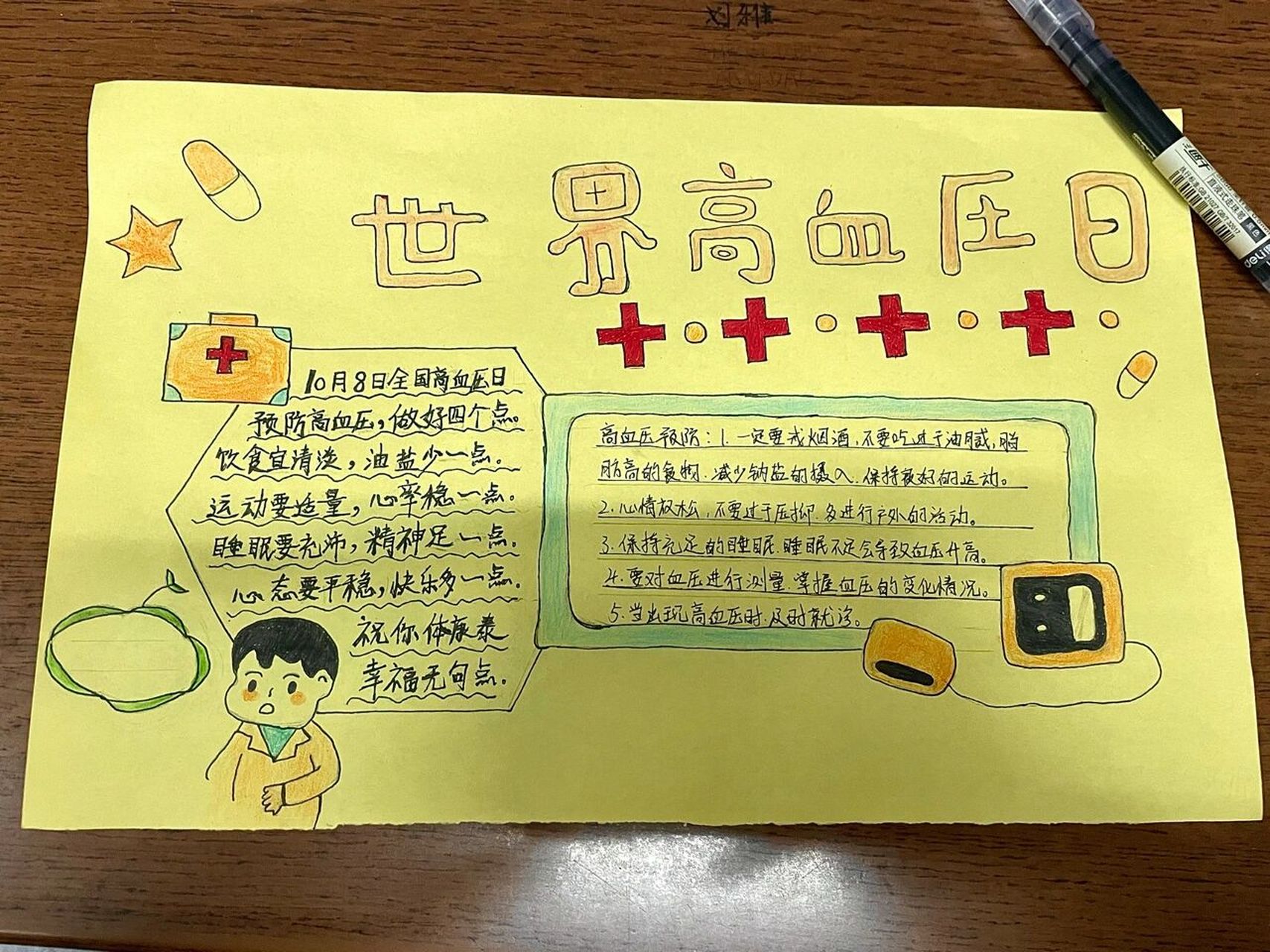 高血压健康宣教手抄报 我是百度上面找的图 自己修改一些细节 和调了