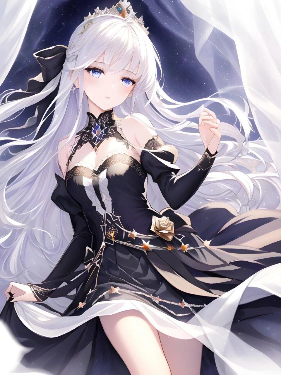 【draft】月光下的银发少女|二次元壁纸