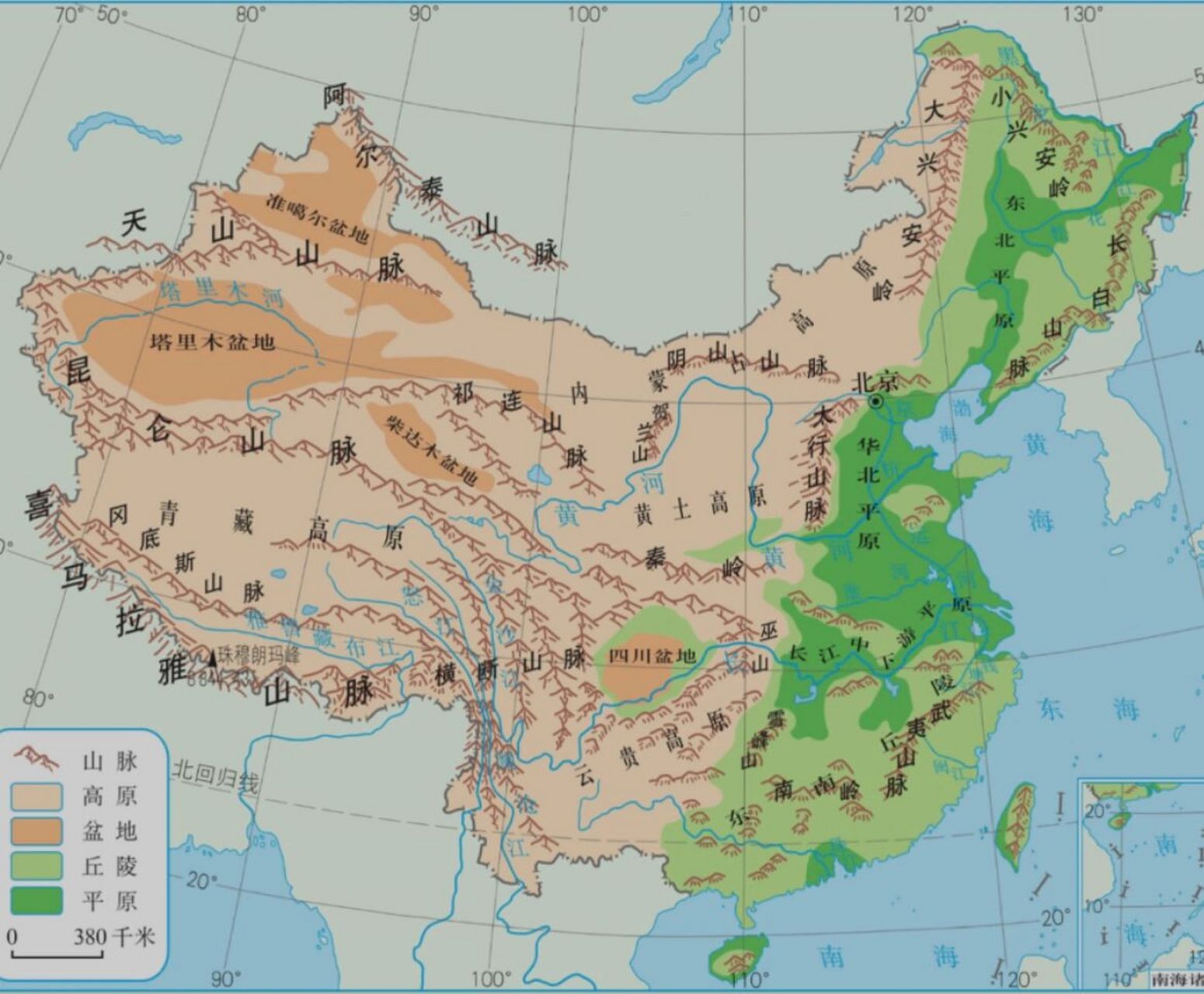 我国阶梯分界线示意图图片