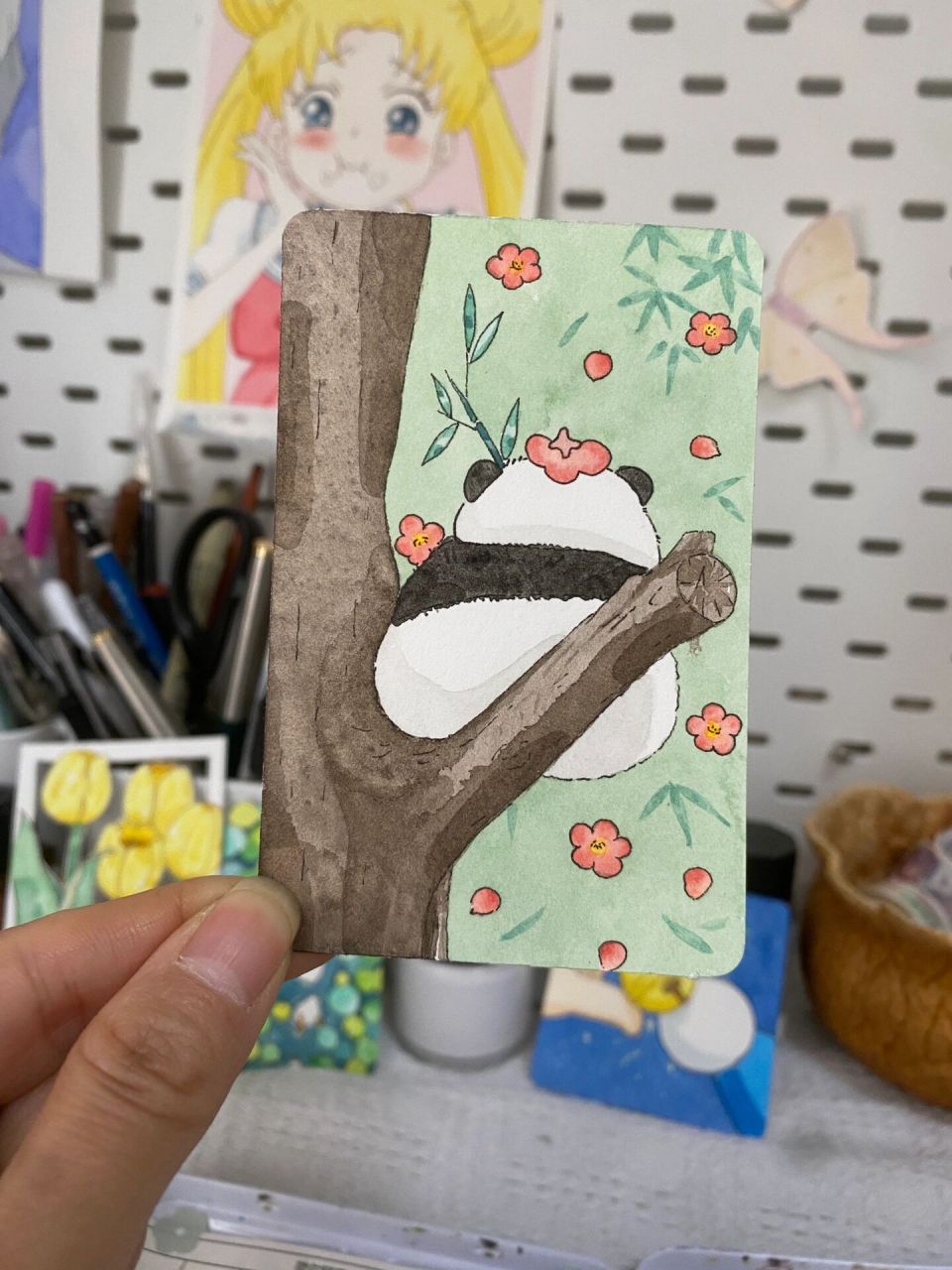 熊猫书签(附过程)最近被花花,果赖洗脑了 最近被花花可爱到啦,以为