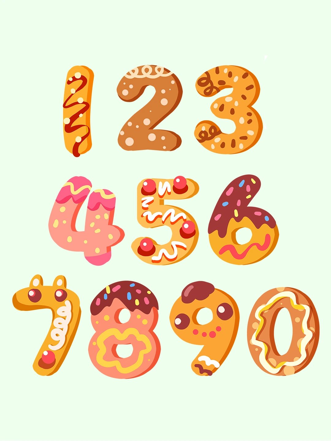 卡通数字元素|动物小怪兽装饰数字png素材