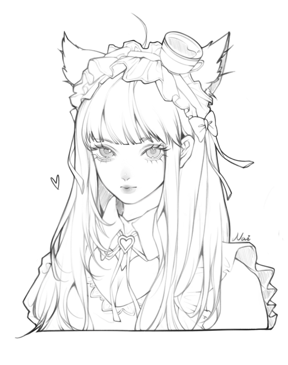 线稿|妲己女仆咖啡 图2是上完zila老师的课之后,我