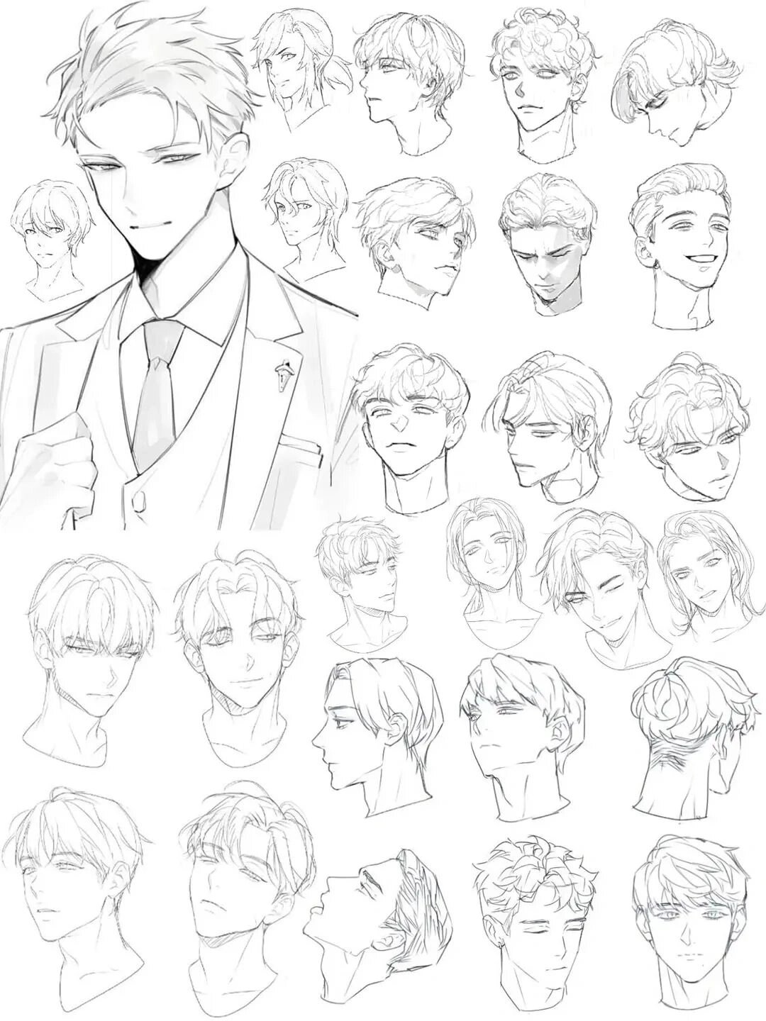 oc参考|高质量帅哥线稿绘画素材 都说帅哥很难画 那是你没有找到合适