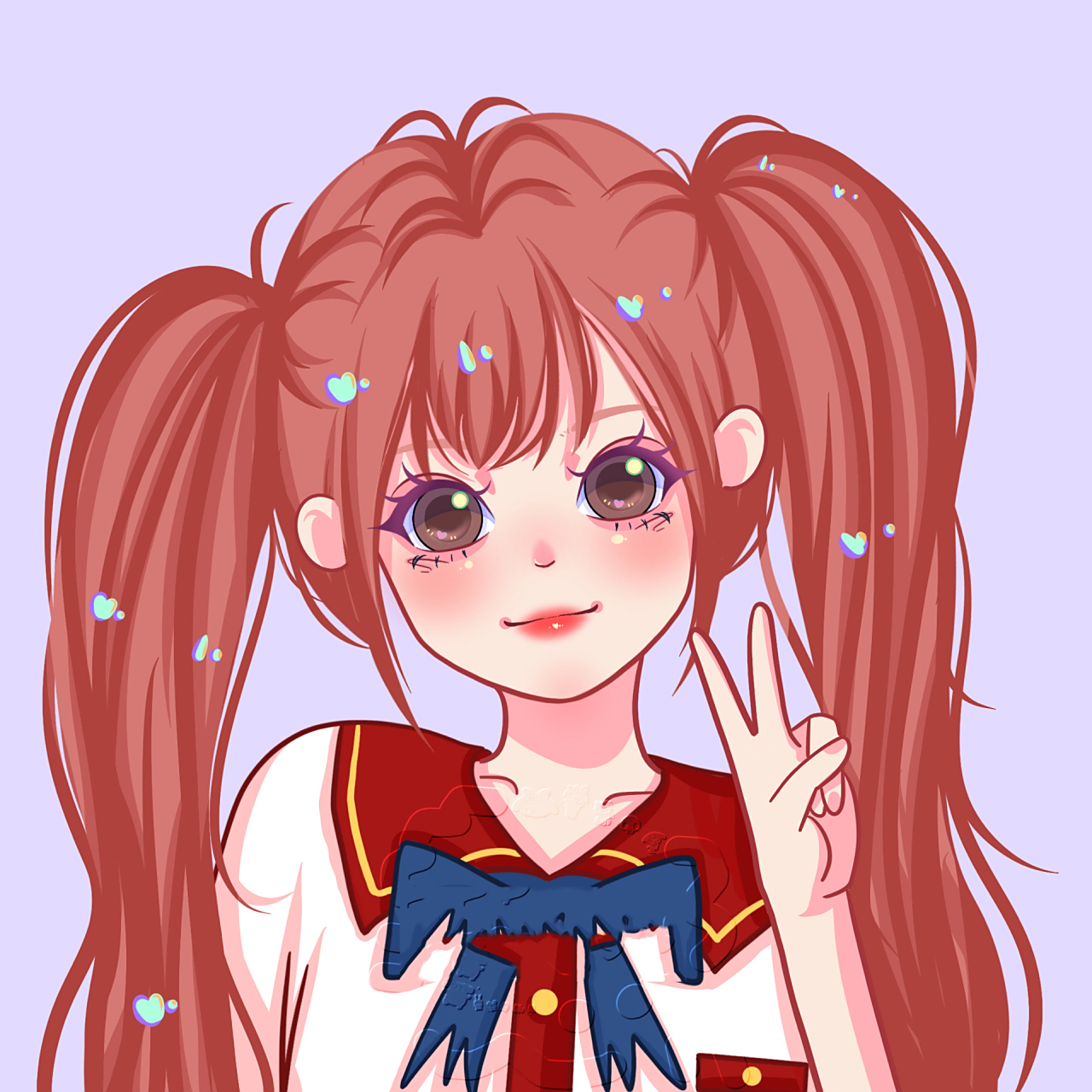 樱校公用头像第二弹 今天#画了一组双马尾两款发色的樱校头像送给粉丝