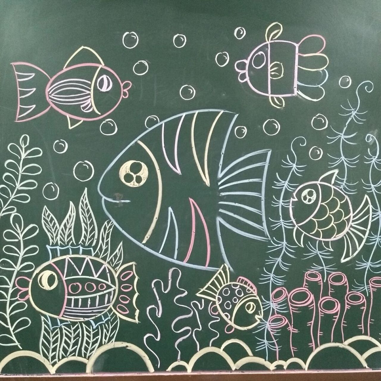 《海底世界》96009597 #简笔画# #黑板画# #美术老师# #儿童