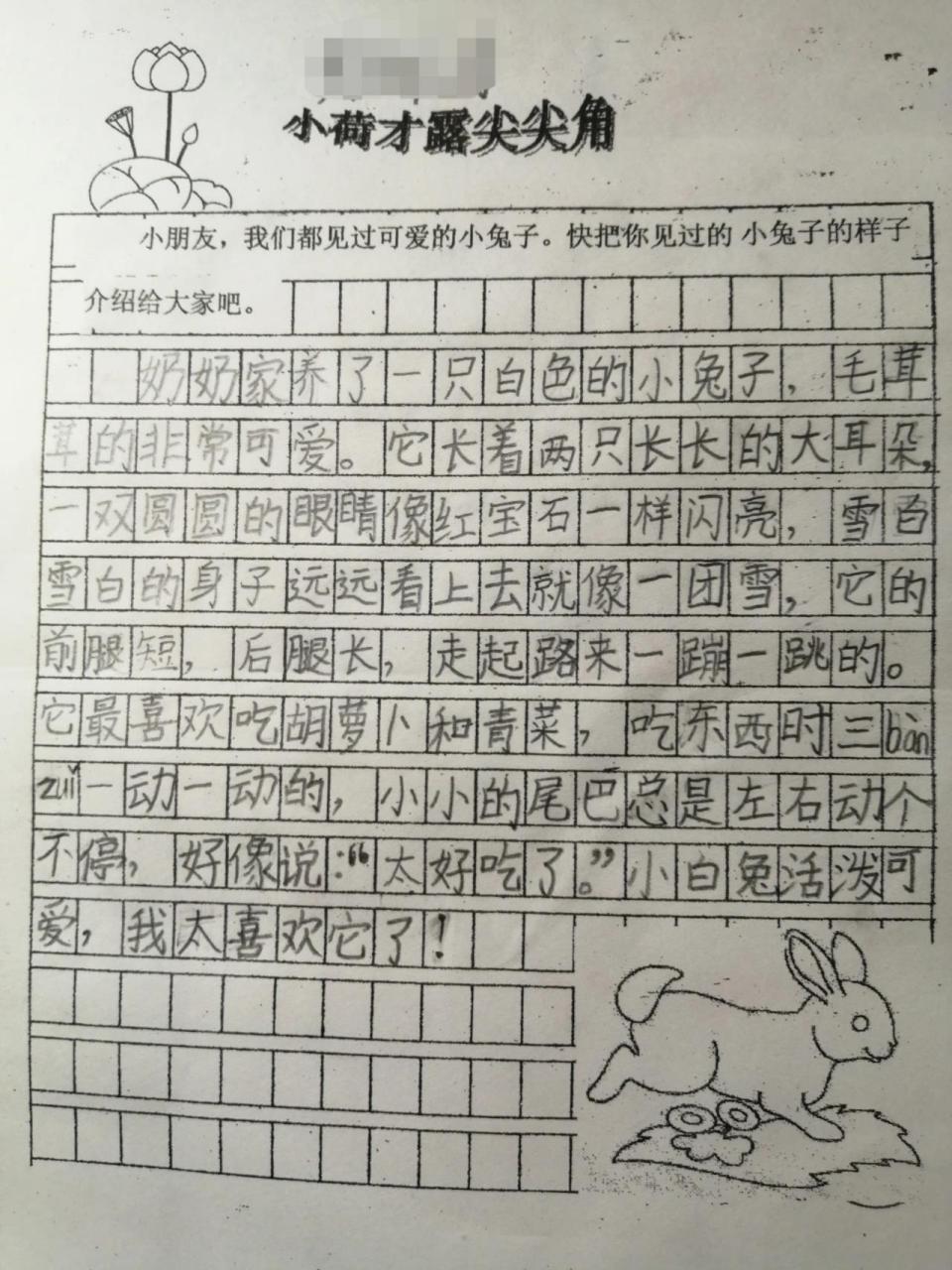 二年级看图写话《可爱的小白兔》 二年级看图写话《可爱的小白兔》