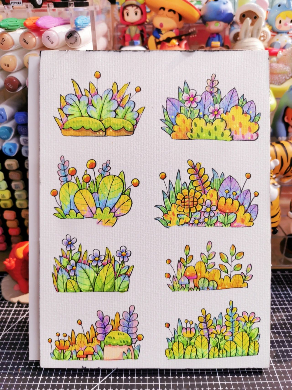 儿童画万能素材→植物篇 上色:法卡勒自配40色马克笔 细节:慕娜美纤维