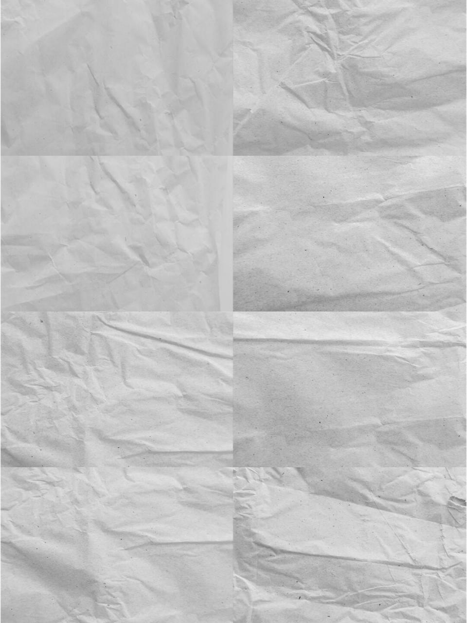 一套白纸绘画书纸陈旧褶皱划痕折痕纸张纹理背景素材,每张图片均以
