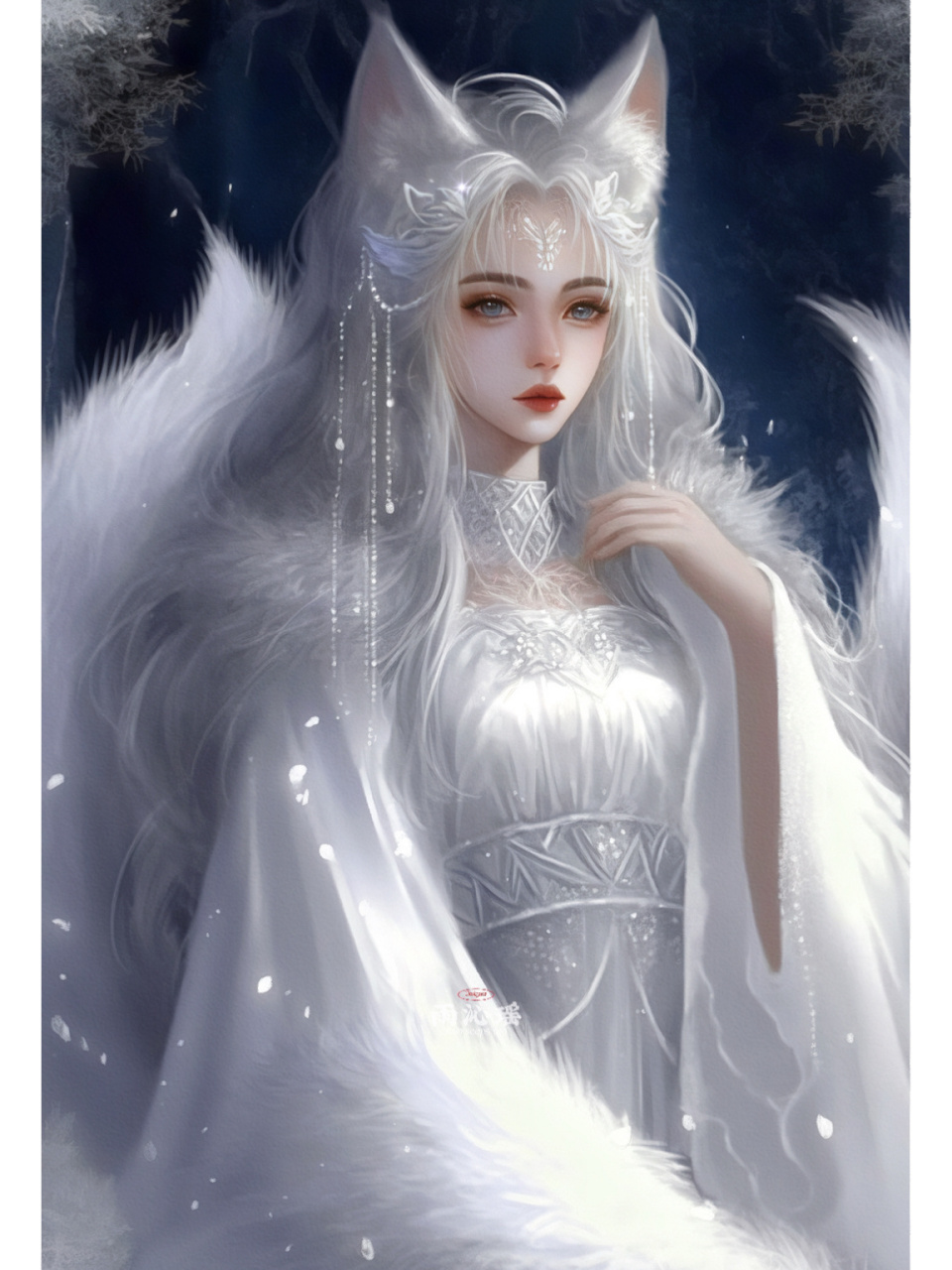 【ai绘画】78狐仙之九尾天狐 万妖国公主,神魔青丘