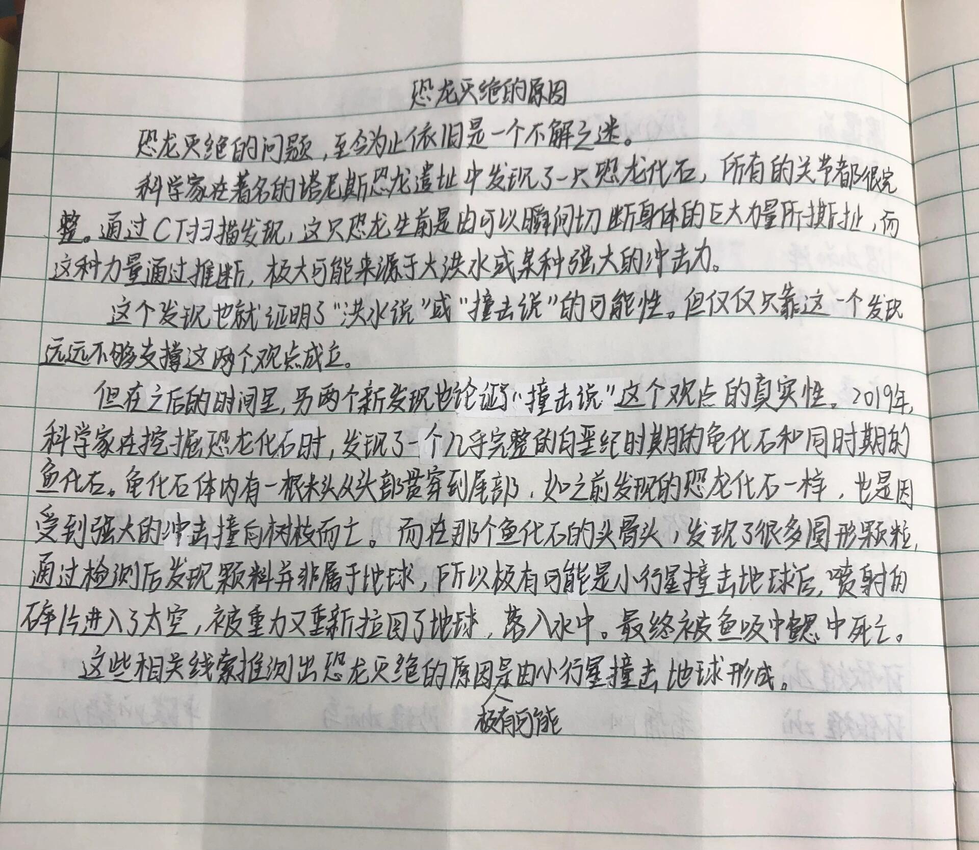 恐龙是怎么灭绝的作文图片