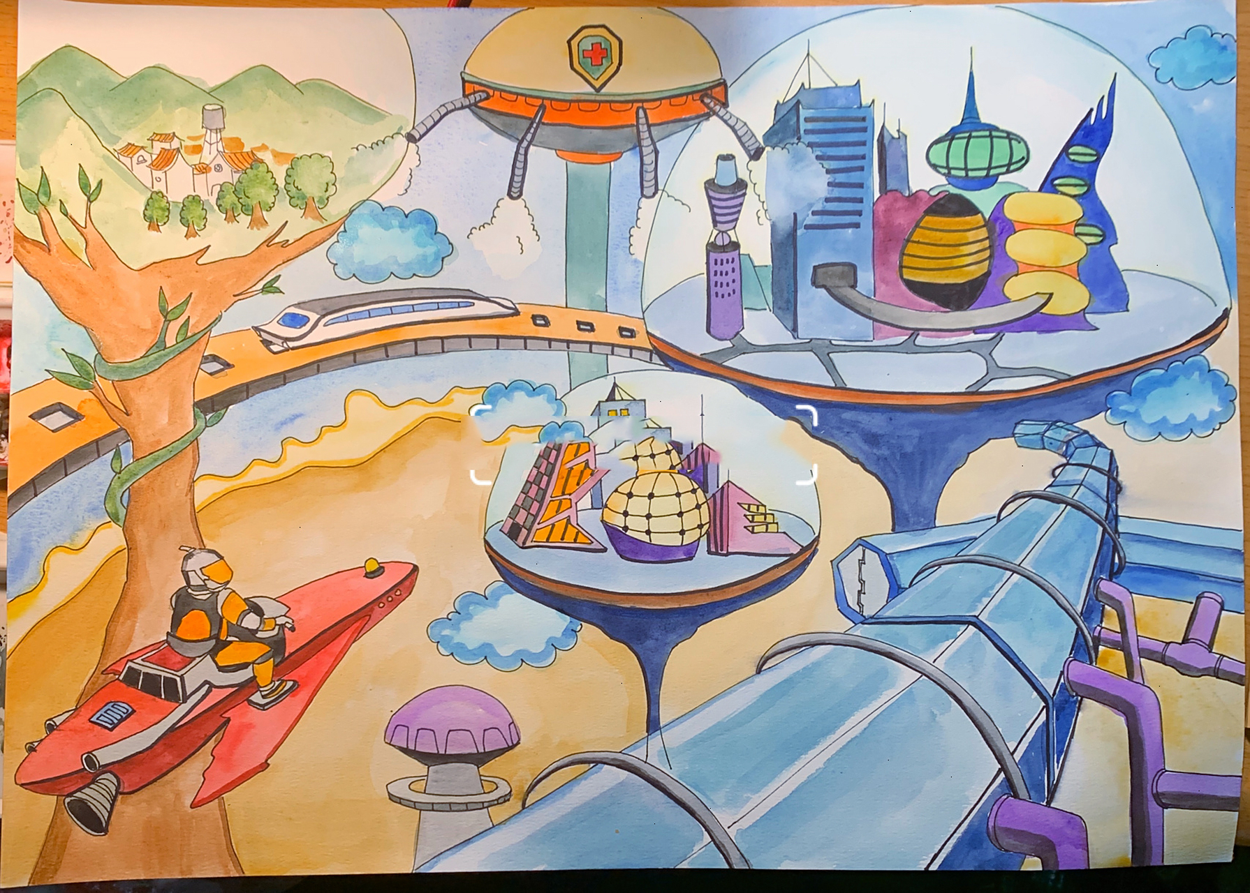 科幻画 儿童画 未来世界 科技幻想 客用,仅供参考哦