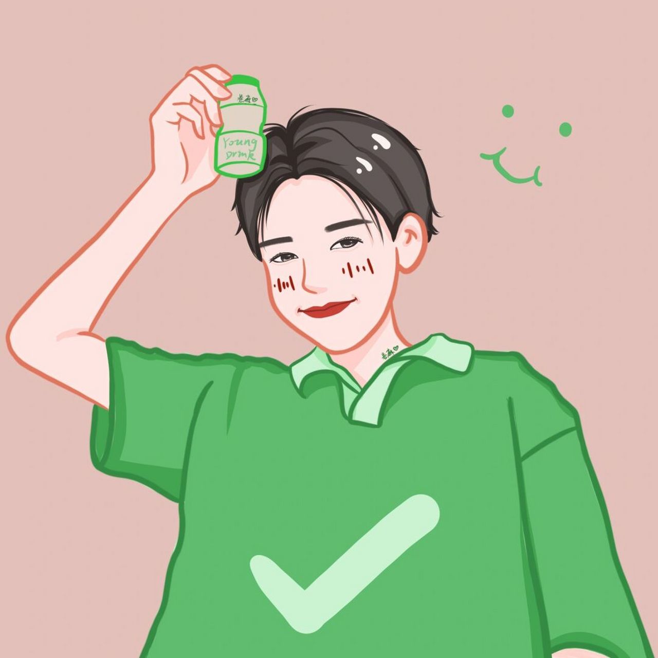 插画 | 情侣头像 | 拿养乐多的情侣 97图片可做个人头像,个人壁纸