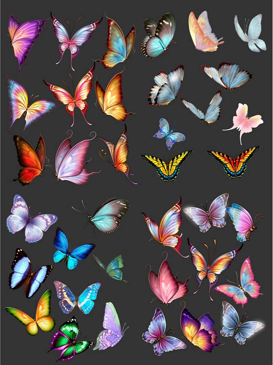 157素材|手绘水彩蝴蝶,古风动物png97 今天分享一些手绘水彩蝴蝶