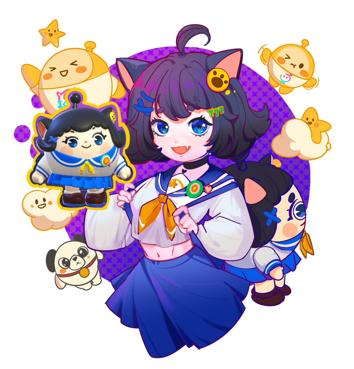 jk妹拟人～快去和她春游! 画了两个表情都很爱!你们喜欢哪个