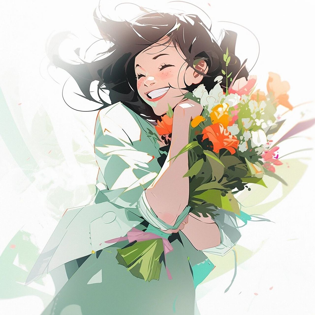 爱笑的女孩都是天使‖捧花气质女生头像 听说 爱笑的女孩运气都不差呢