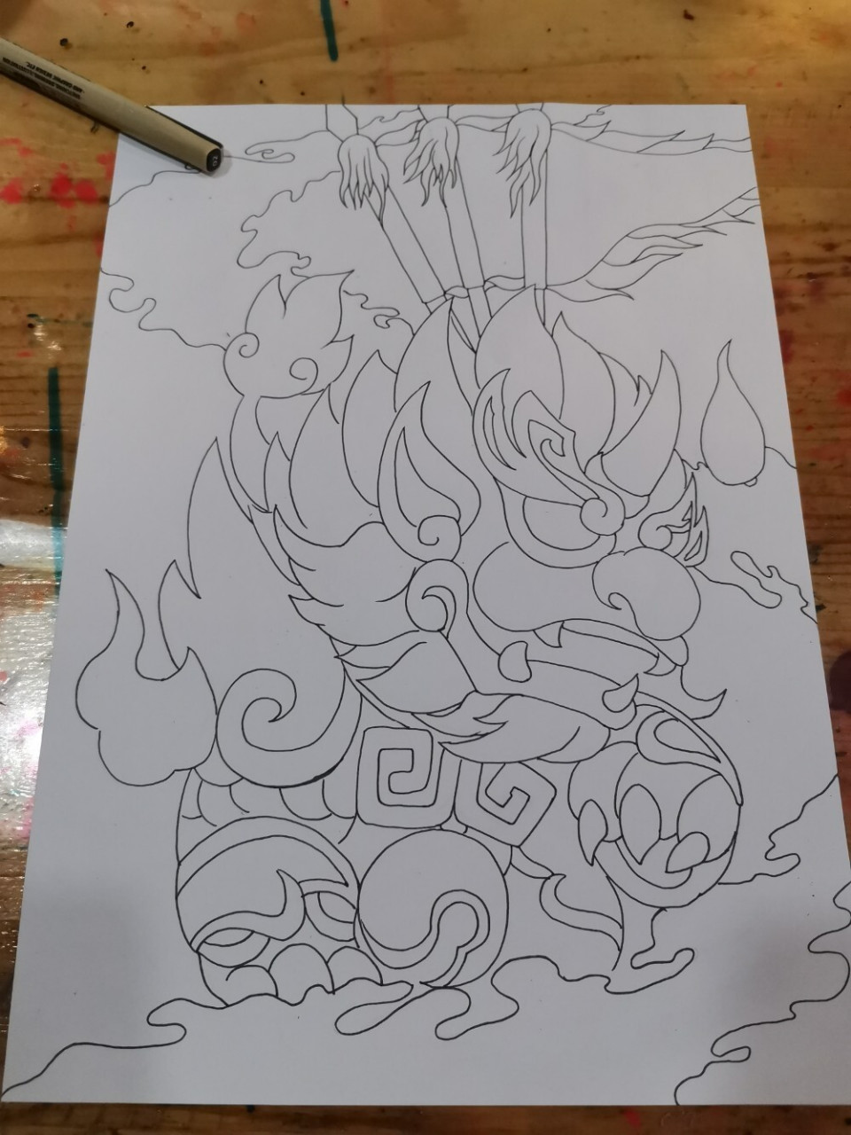 年画系列春节主题年兽牛年马克笔插画 年兽春节插画,美术课素材,需要
