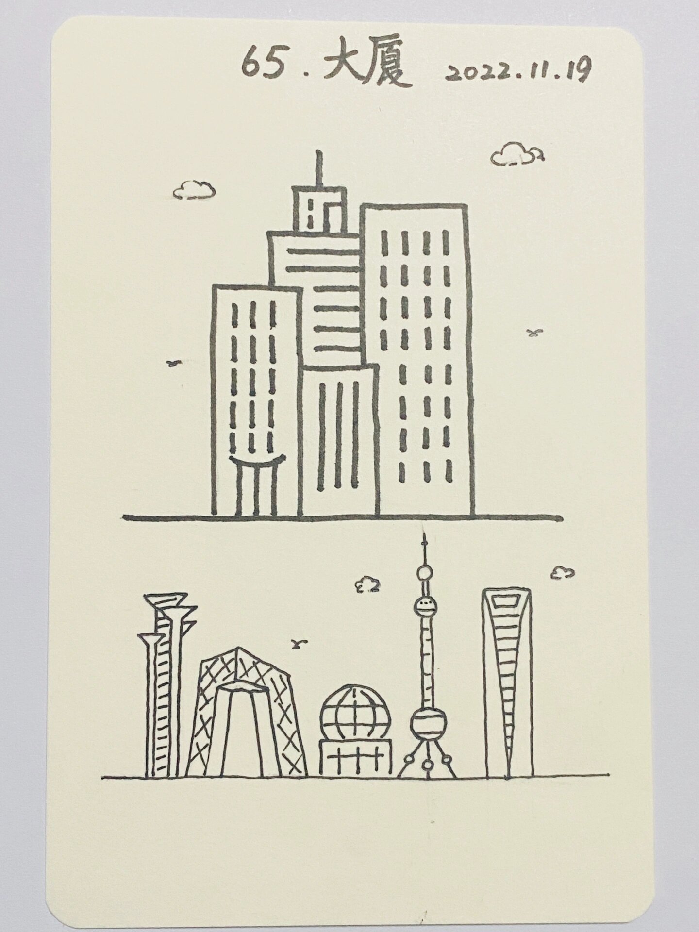 脑子里的高楼大厦太多,慢慢画着[挤眼]#100天极简手绘打卡# #零基础学