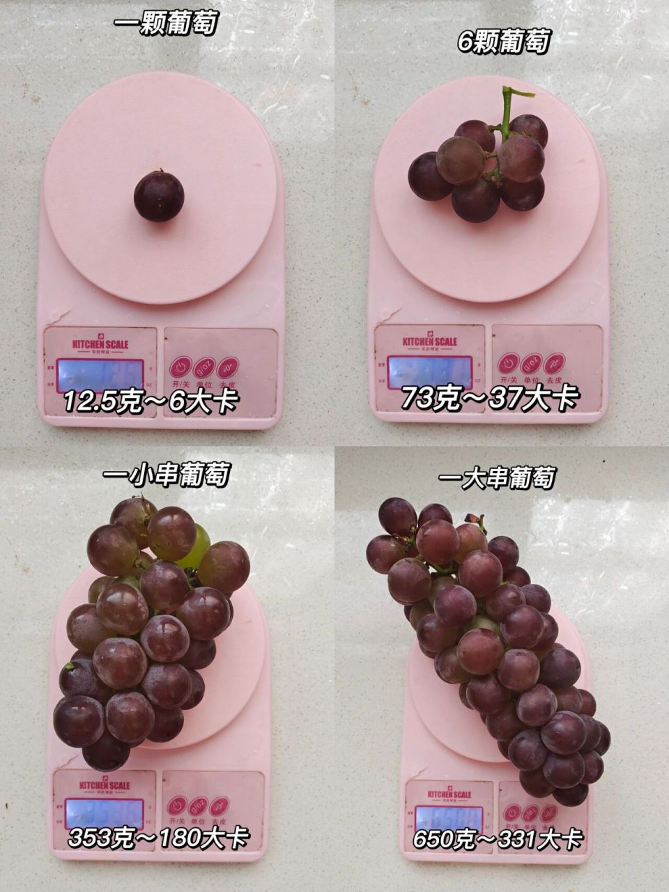 食物热量|巨峰葡萄99 一颗葡萄热量:6大卡 六颗葡萄热量:37大卡 一