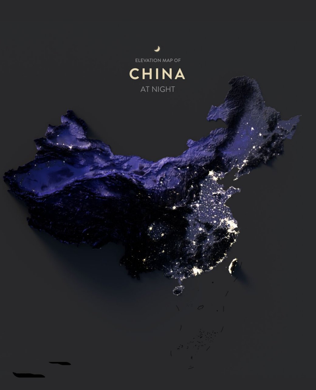 超美的中国3d地形图夜景壁纸 ★原创内容谢绝转载★ 高清壁纸尺寸分别