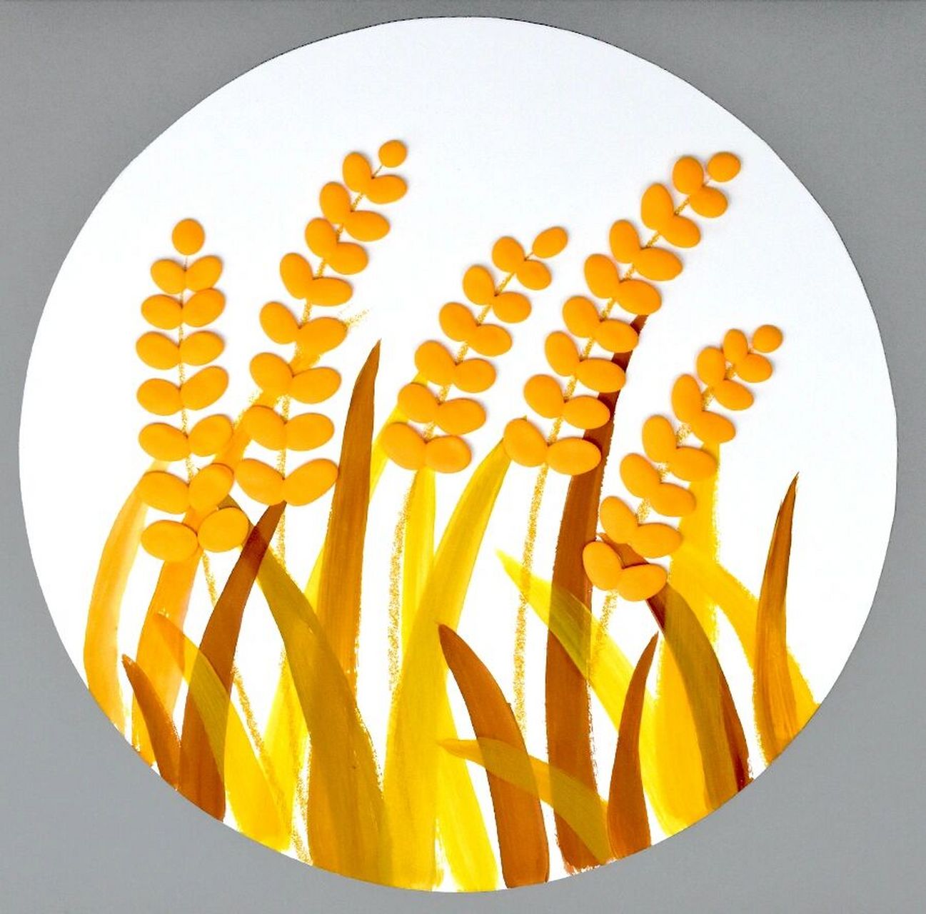 儿童画教程|金灿灿的麦子 教学重难点 1,通过参考图片素材,运用水粉颜