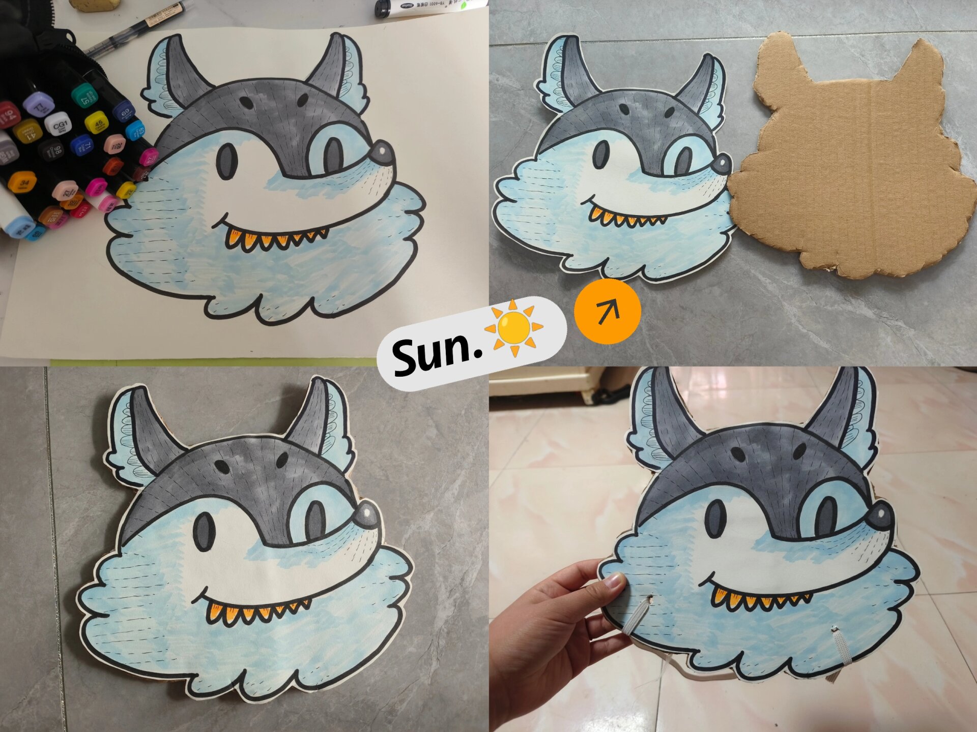 大灰狼头饰制作