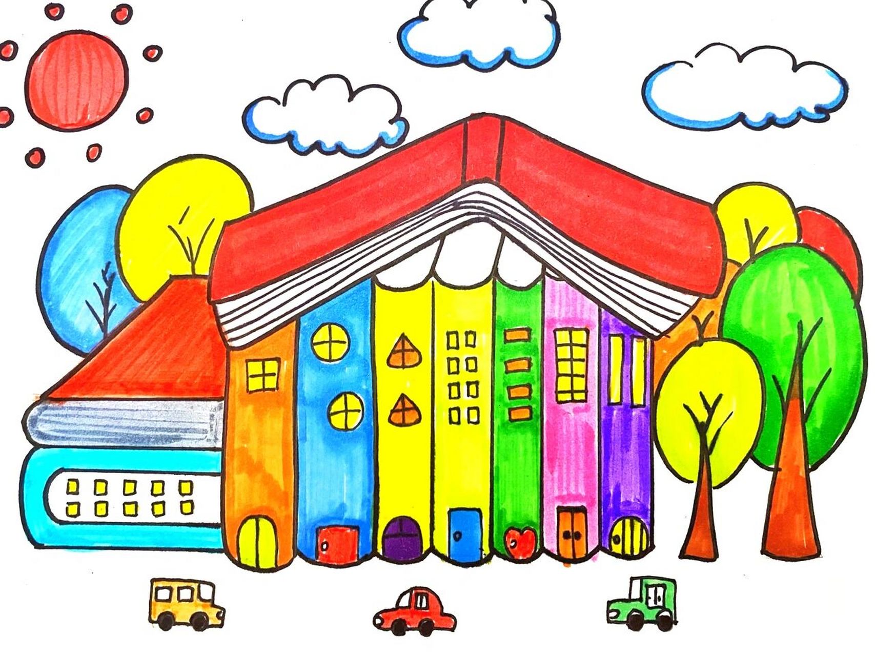 房子创意画 #马克笔# #卡通画# #儿童画# #房子创意画# #画房子