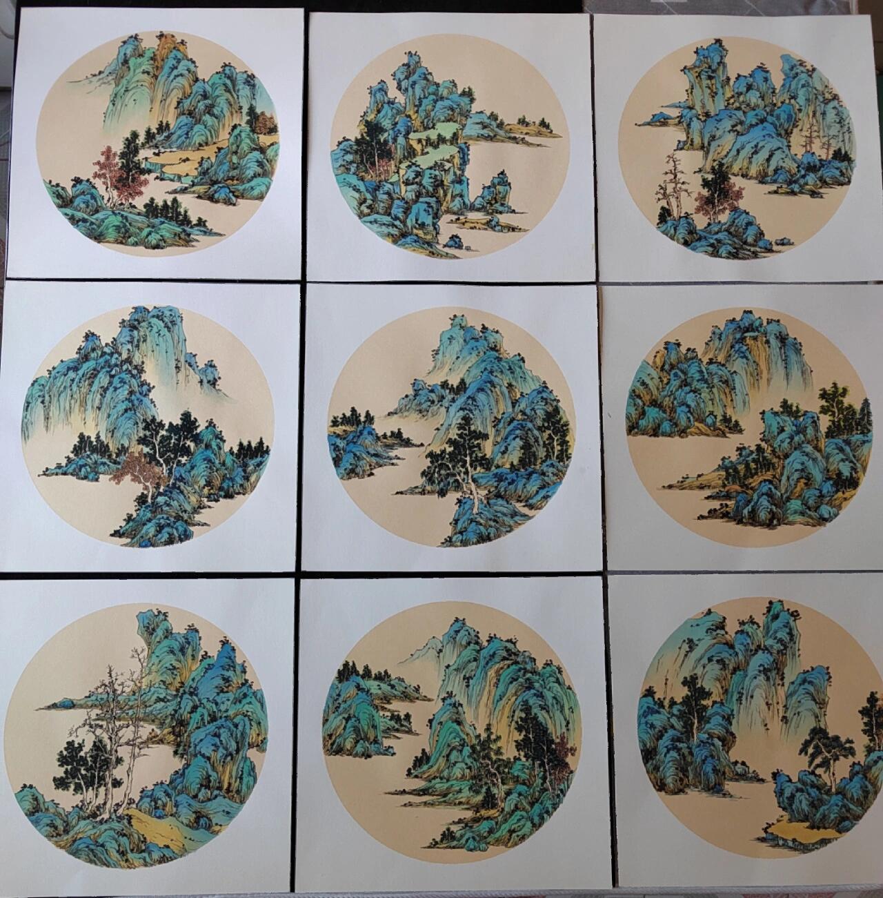 青绿山水,国画山水卡纸宣习作