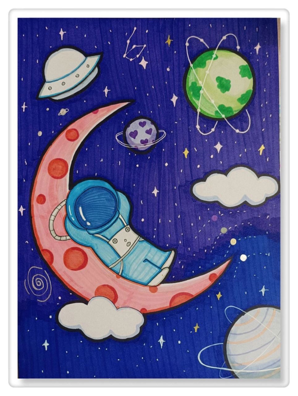 向航天英雄致敬!你们辛苦了! #马克笔手绘# #少儿美术# #画画