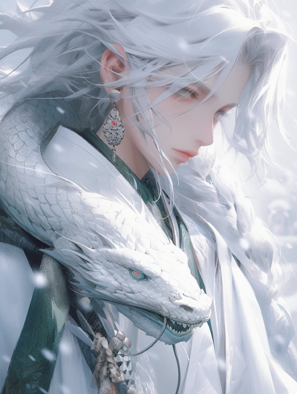 十二生肖-蛇族守护-古风玄幻帅哥头像壁纸 在一片深山老林之中,青蛇和