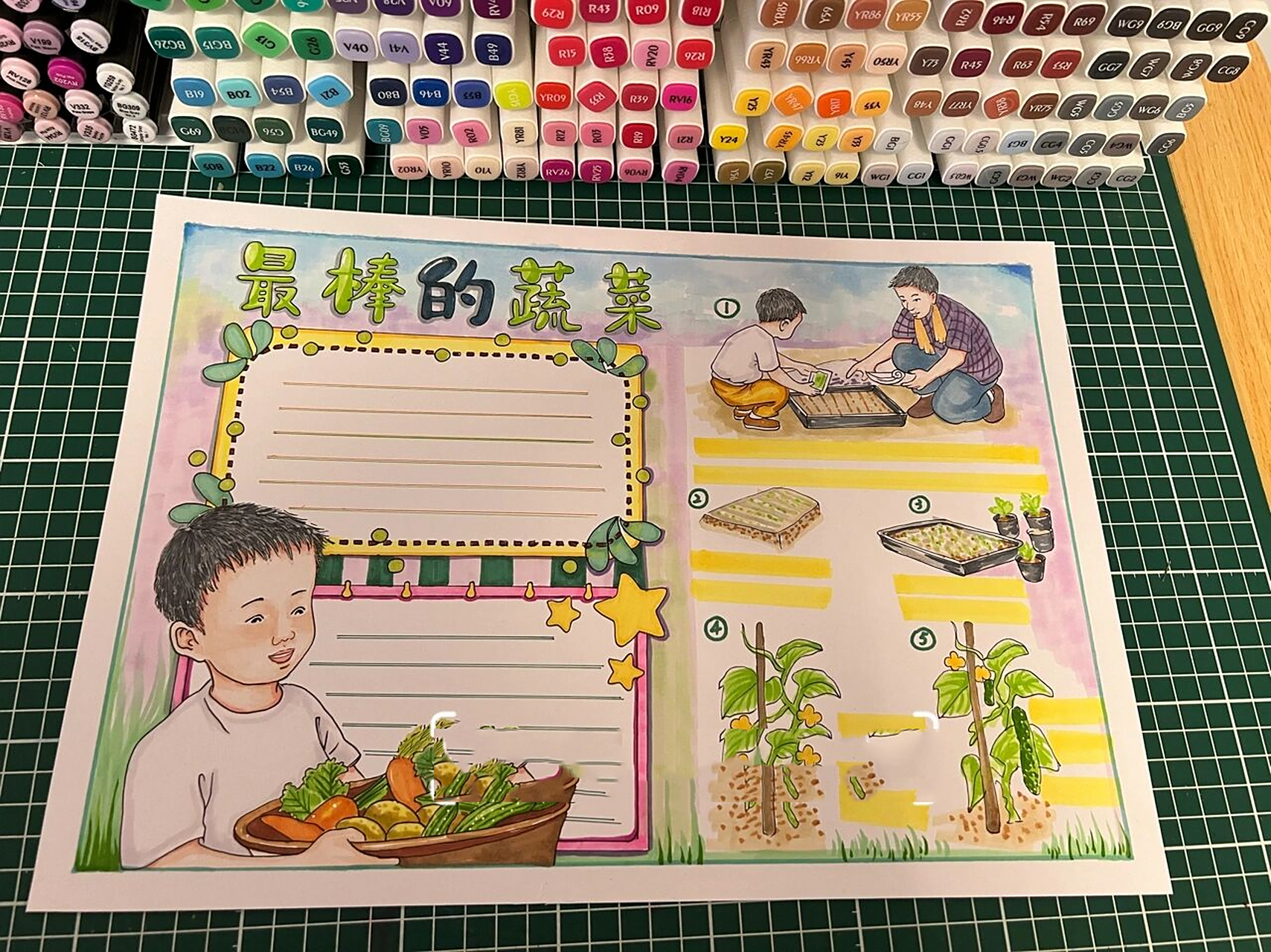 植物生长过程手抄报 读书小报 最棒的蔬菜     94尺寸8k 98马克笔