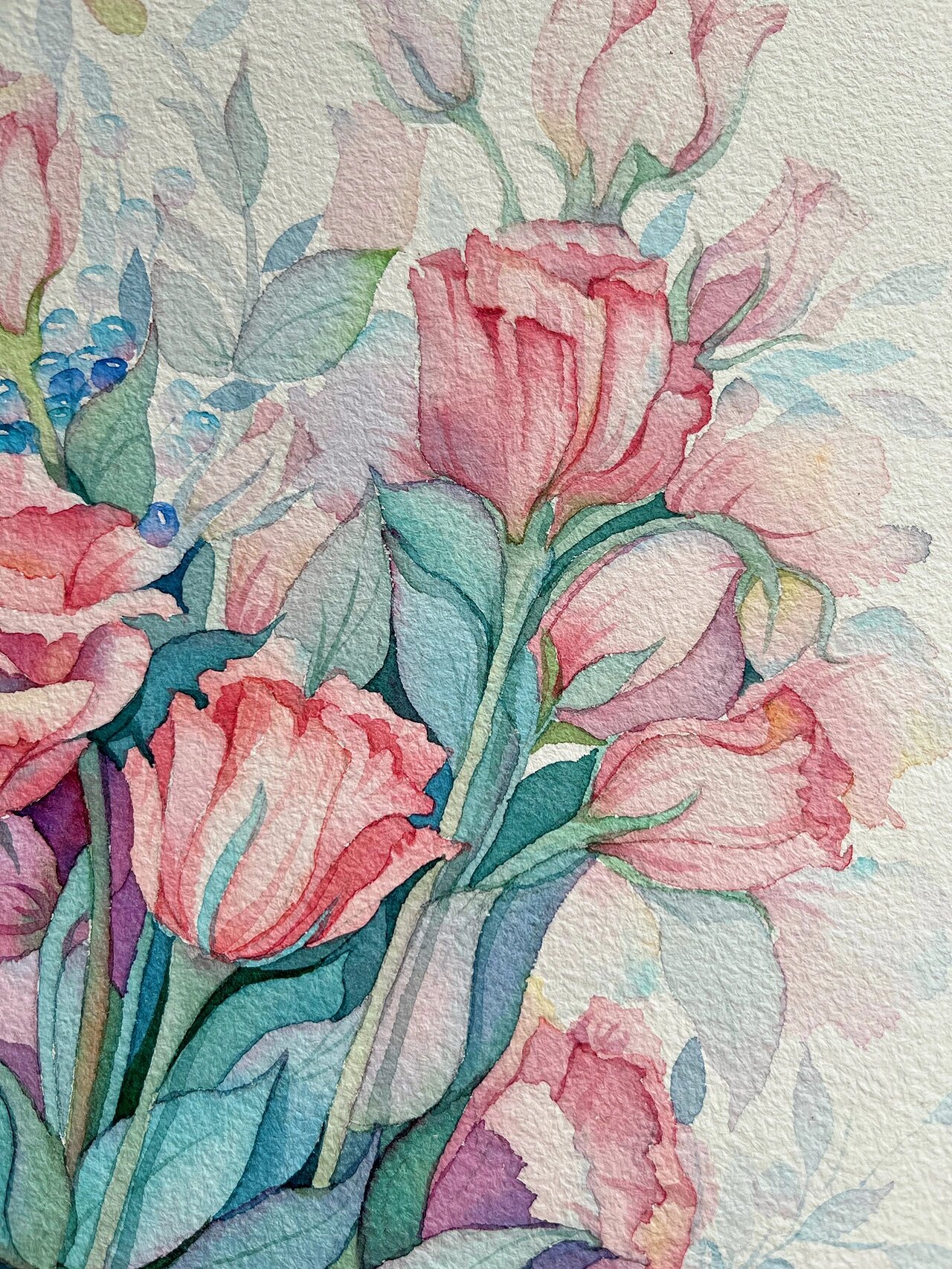 水彩—桔梗 花卉系列(20) 桔梗花 这是第二次画桔梗花,第一次没有画