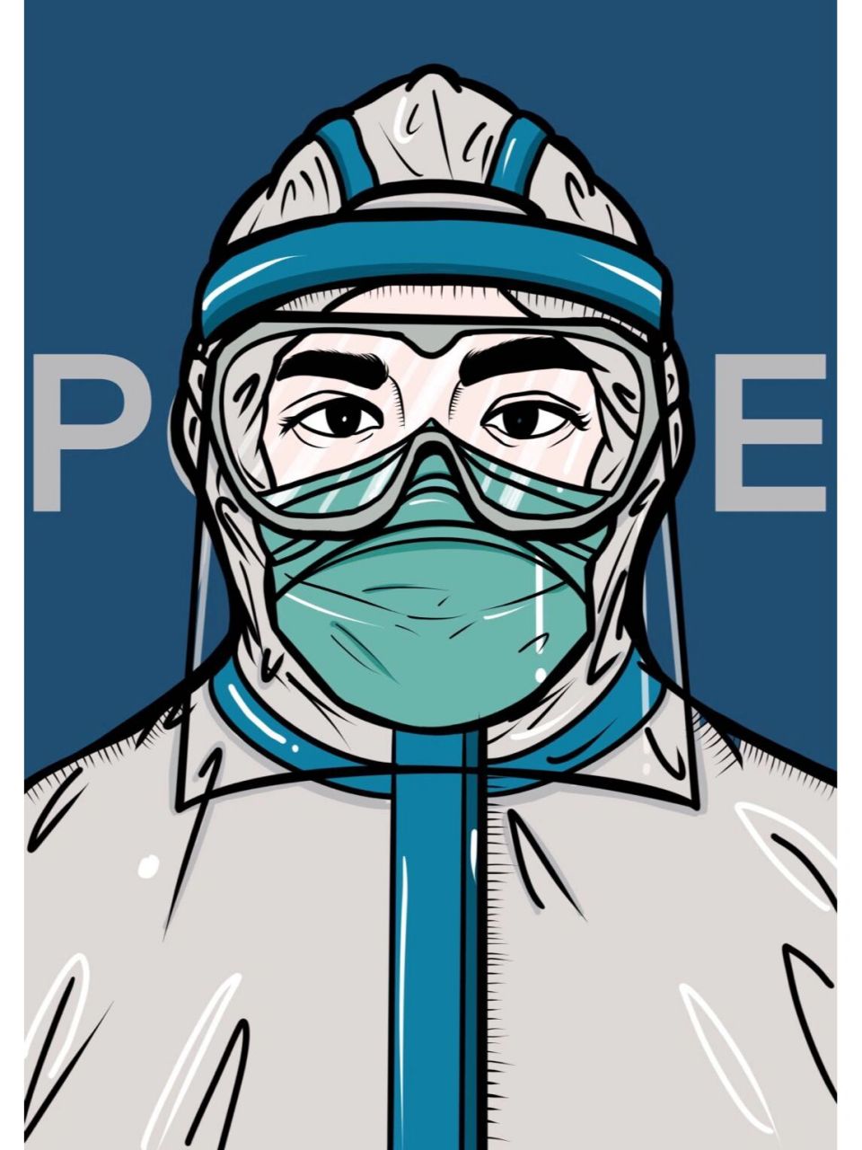 插画|防疫人员大白|警察插画设计|疫情 不负藏蓝 人民警察为人民 化身