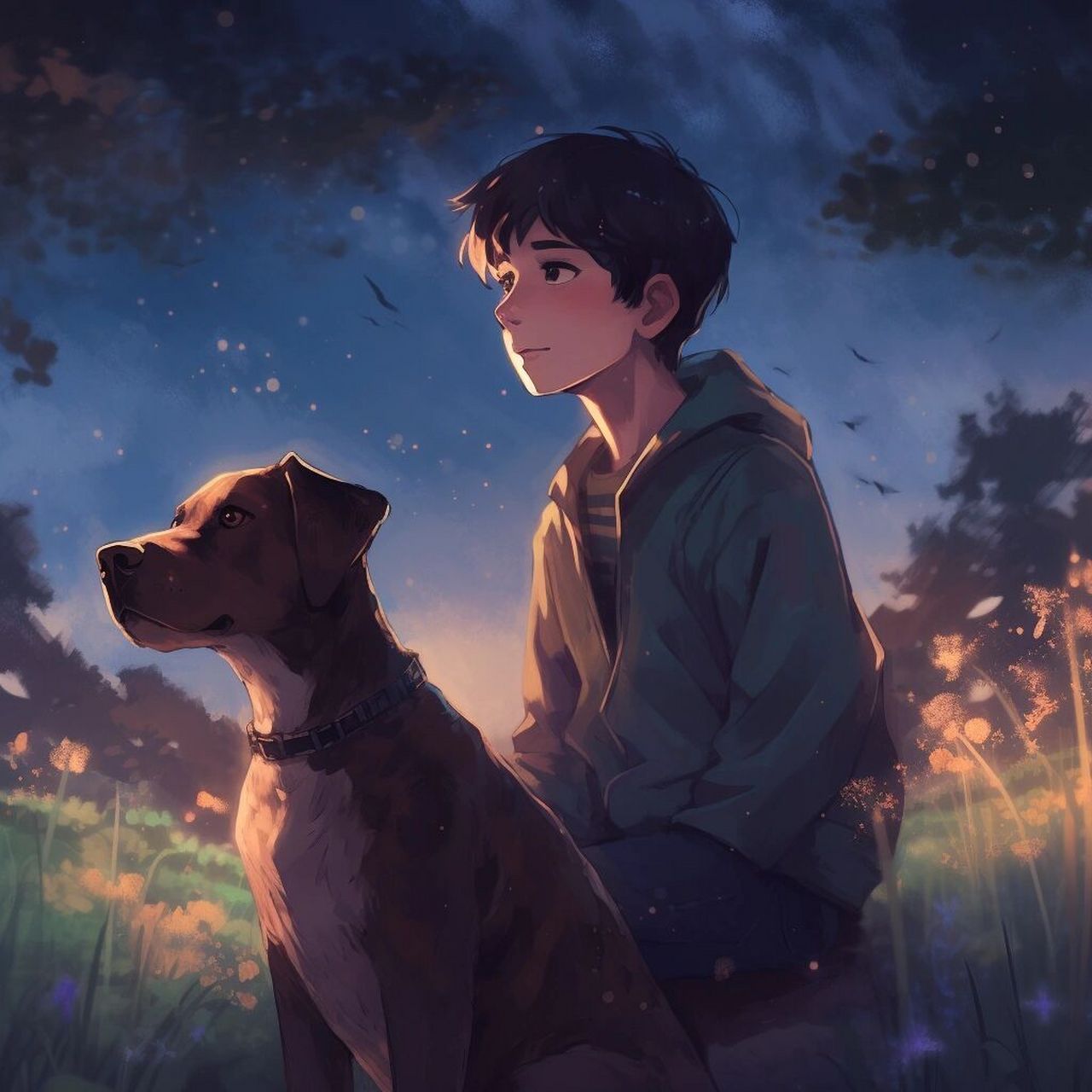 男生头像‖狗狗也爱夜晚惬意的凉风和星辰