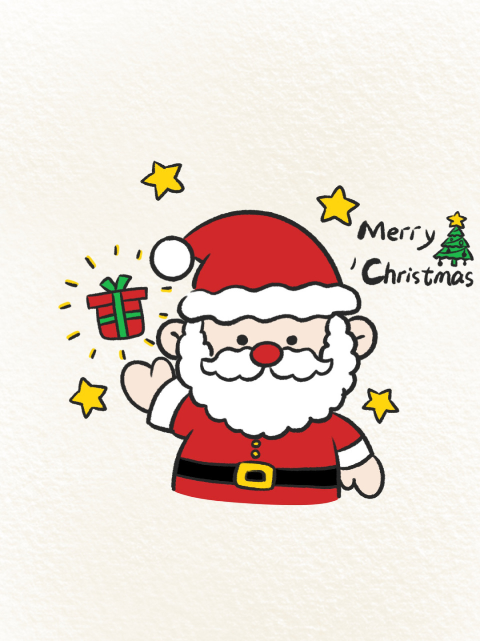 简笔画 | 圣诞老人给你送礼物了 艾特你的同学朋友或想让ta送你礼物的