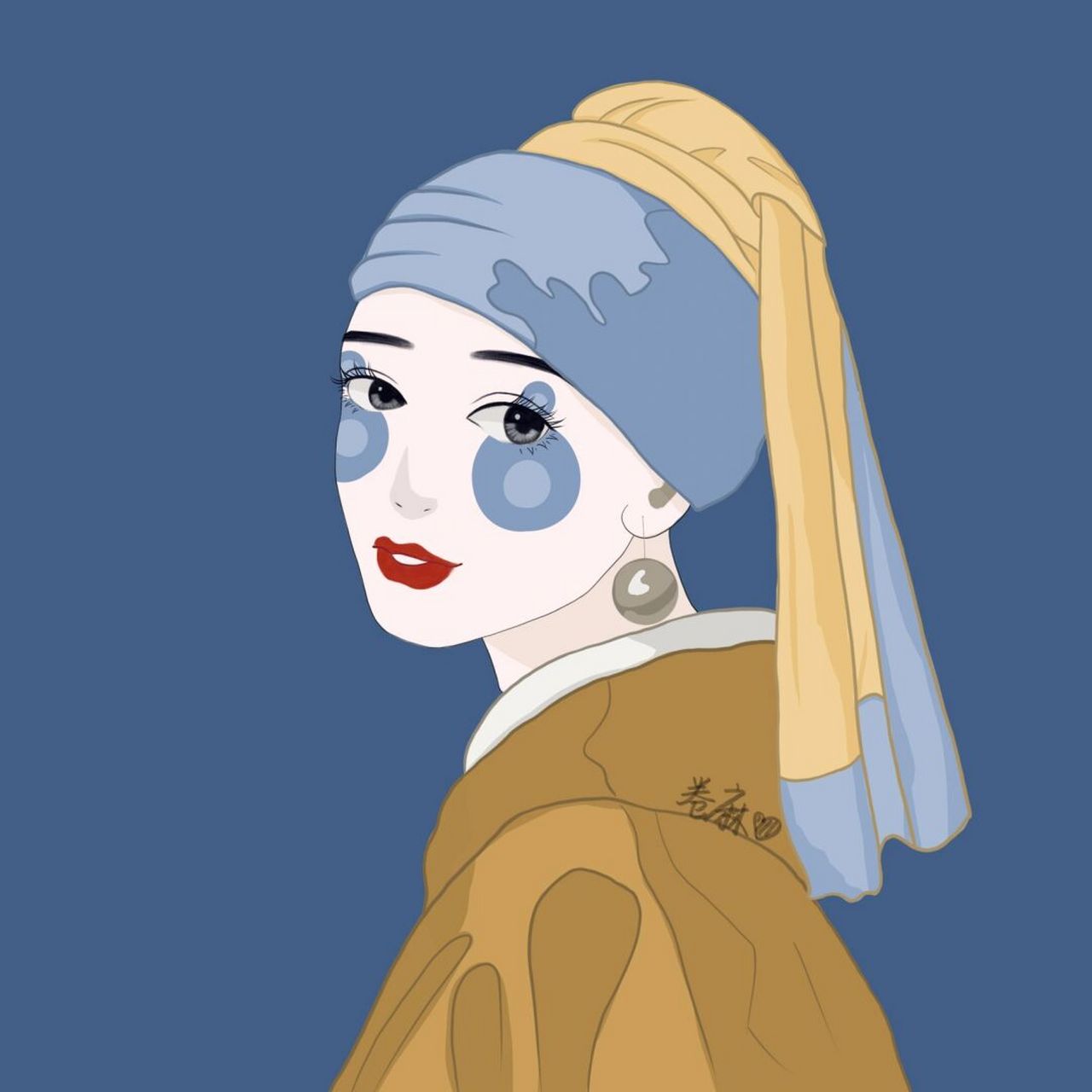 插画头像 | 名画转插画  戴珍珠耳环的少女 继蒙娜丽莎之后的第二弹