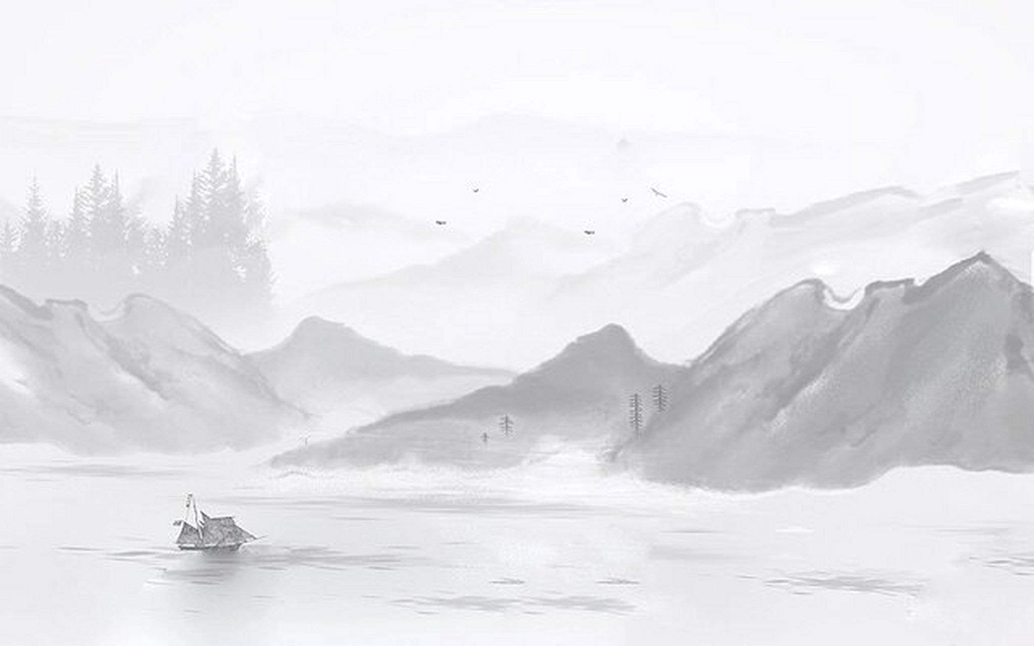 素材分享|古风山水水墨横版背景 宝子们,今天给大家分享一下,古风水墨