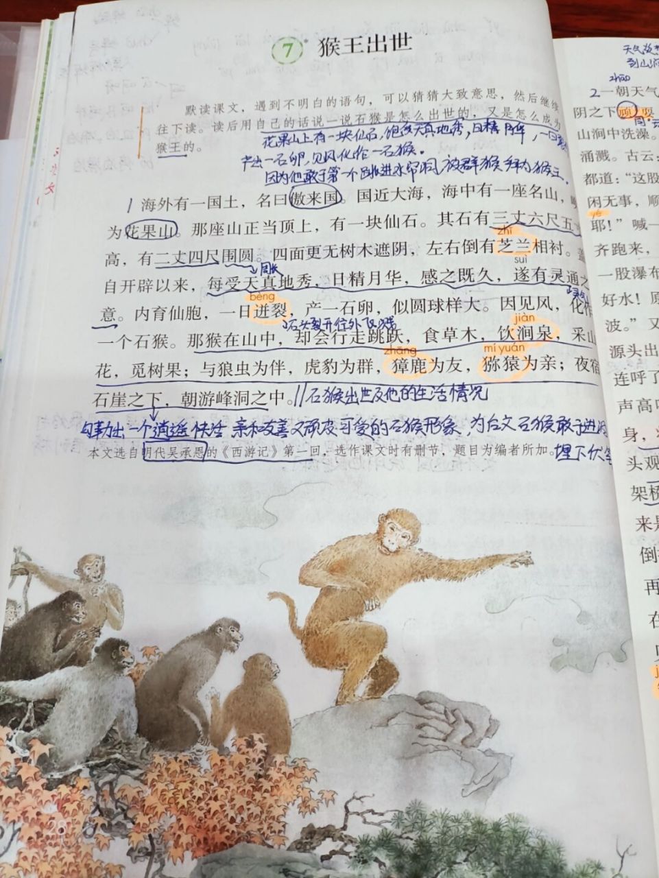 猴王出世课堂笔记手写图片