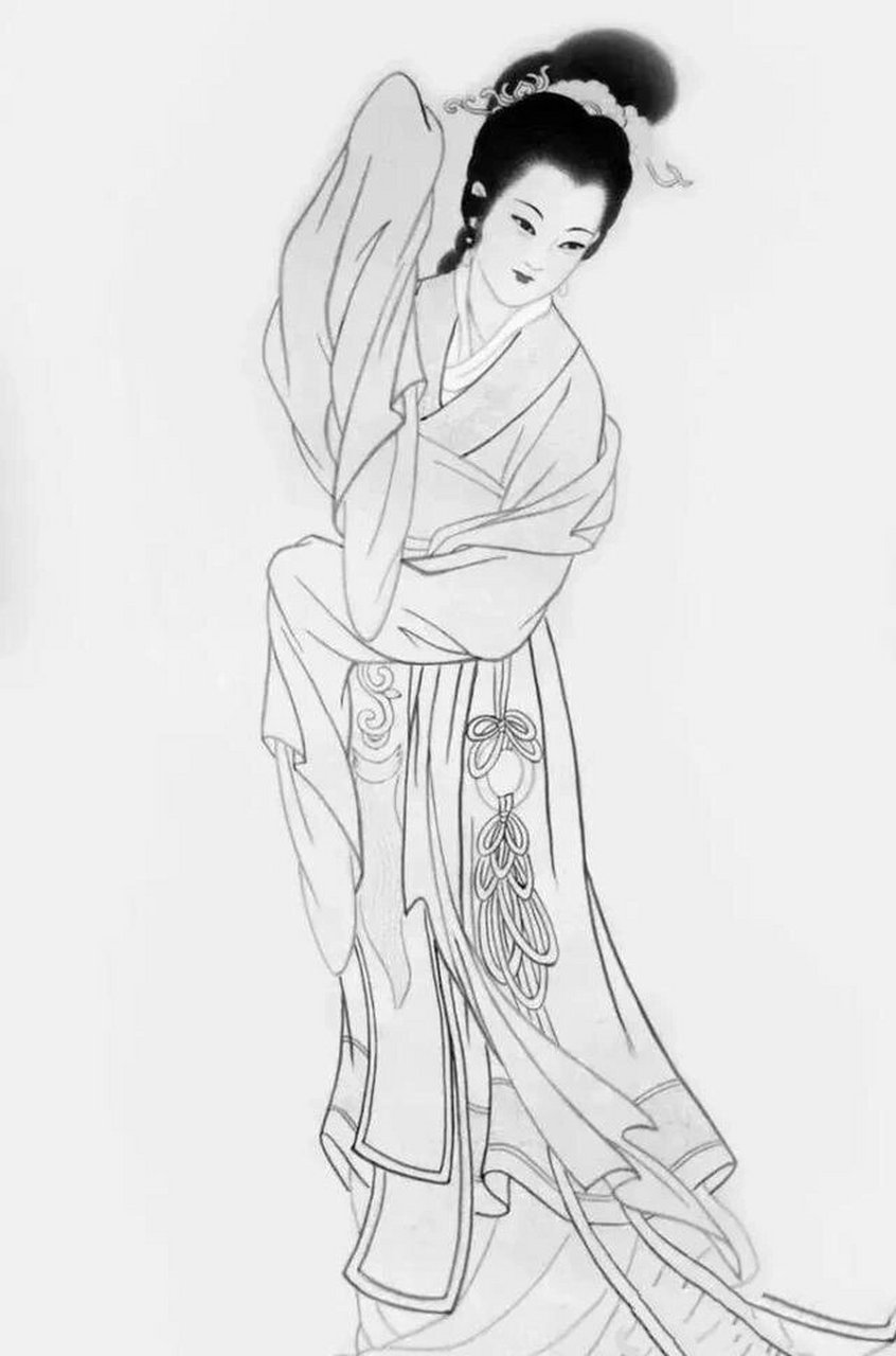白描人物线稿图|古代仕女图合集